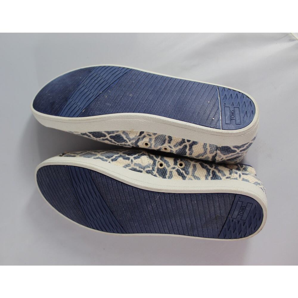 TOMS Womens Blue White Slip On Espadrille Flats Casual Canvas Shoes Size 9 US - Picture 6 of 6